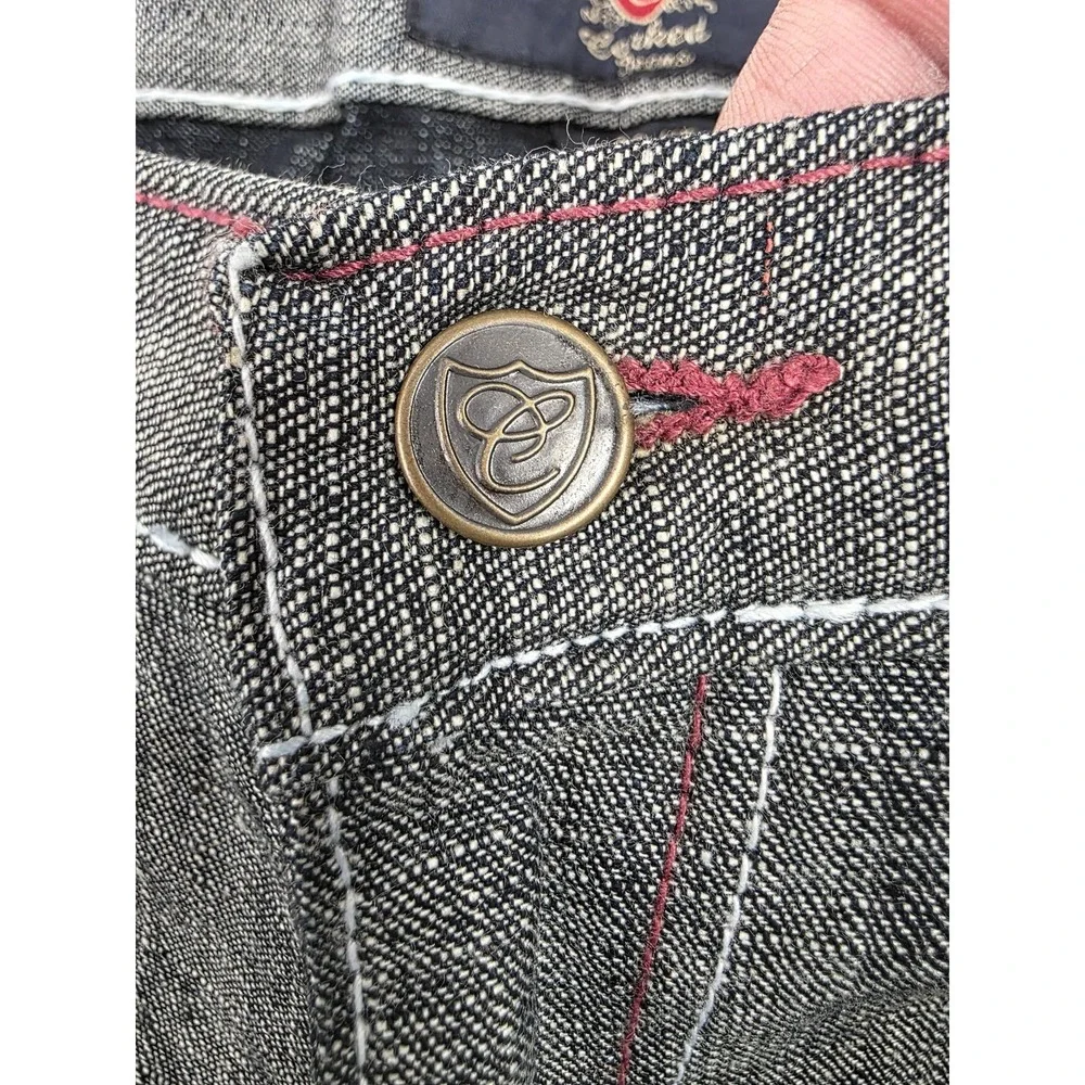 Corked Jeans Shorts Mens 40 Black Denim Embroidered Wing Pockets 100% Cotton